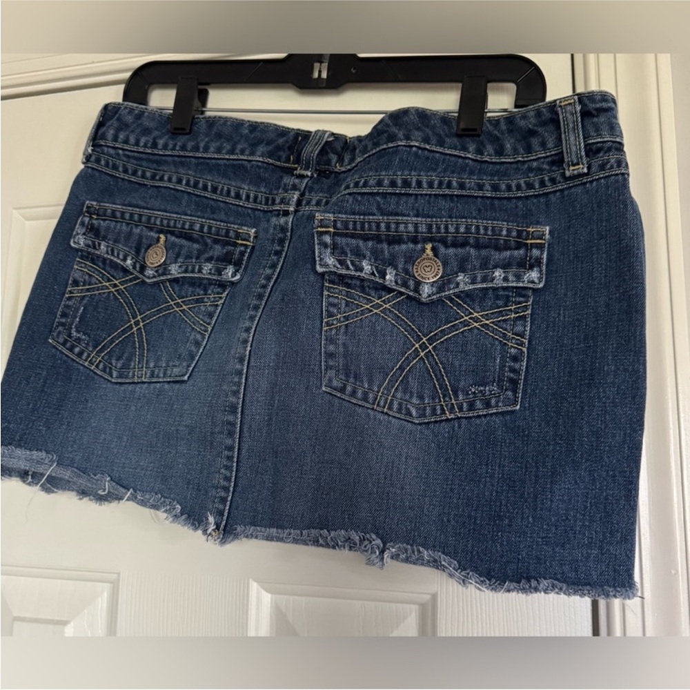 Aeropostale Distressed Dark Blue Denim Mini Skirt size 11-12 Fourth of July - Picture 2 of 3